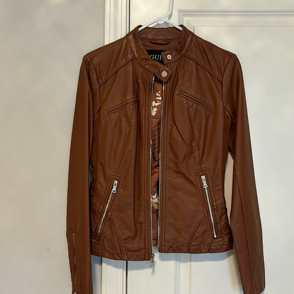 Guess Brown Leather Jacket